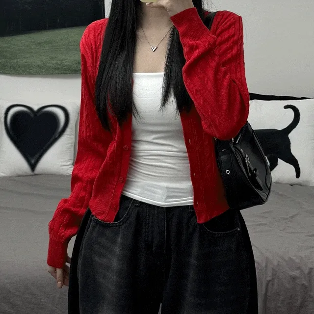 [핏보장!/가을가디건] 꽈배기 케이블 브이넥 니트 가디건