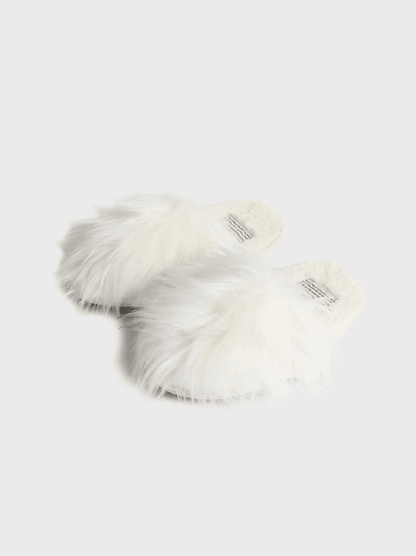 FAUX FUR SHOES WHITE