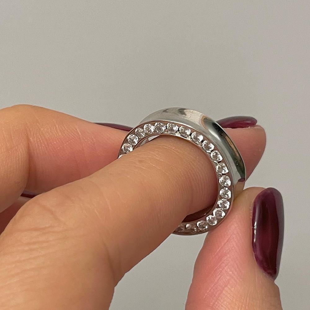 실버925 오피모 유니크한 사이드 지르콘 반지