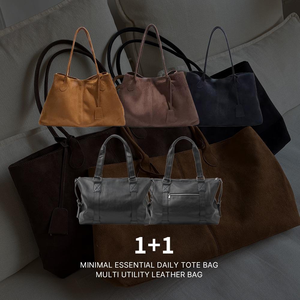 (기획) 1+1 에센셜 토트백+유틸리티 레더백