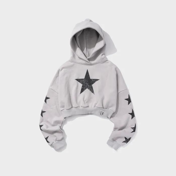 W STARLIGHT CROP HOODIE L/GREY