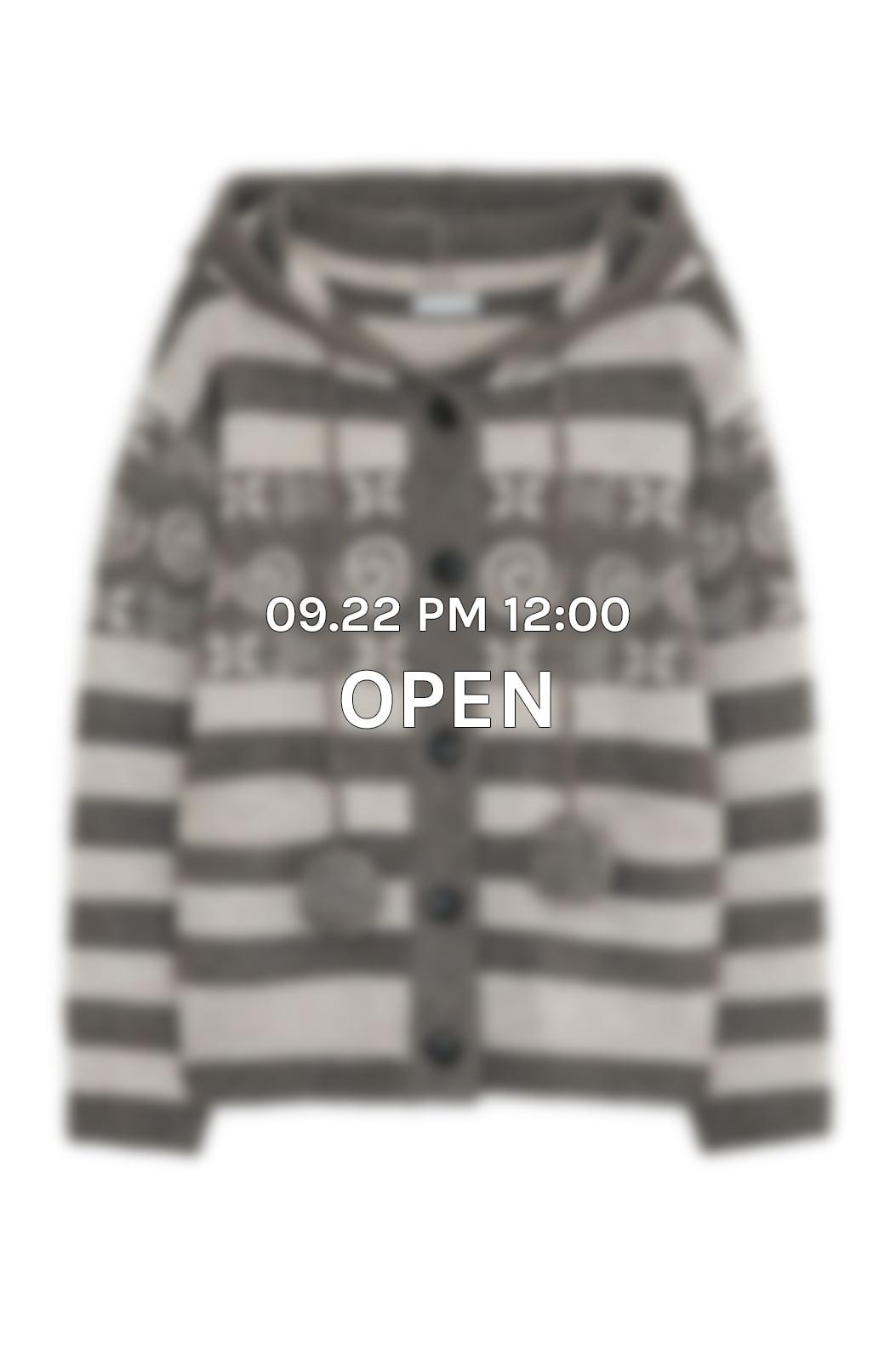 Angel wing hooded pom-pom cardigan (Brown)