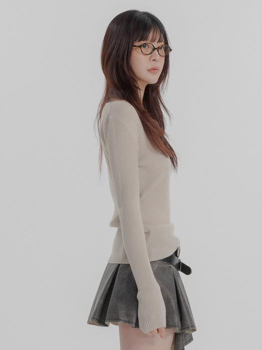 v neck rib knitwear_beige_24ss