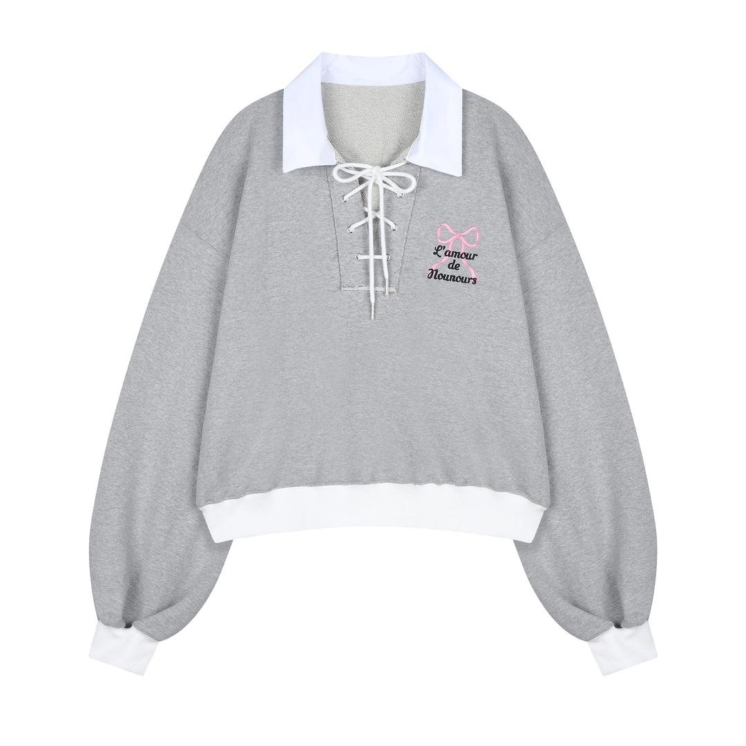 (2023 SS) L'amour de Nounours Rugby corset ribbon mtm ( Grey )