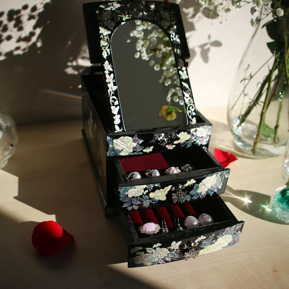 다소반 나전칠기 목단 경대 자개보석함 자개함 14x23CM