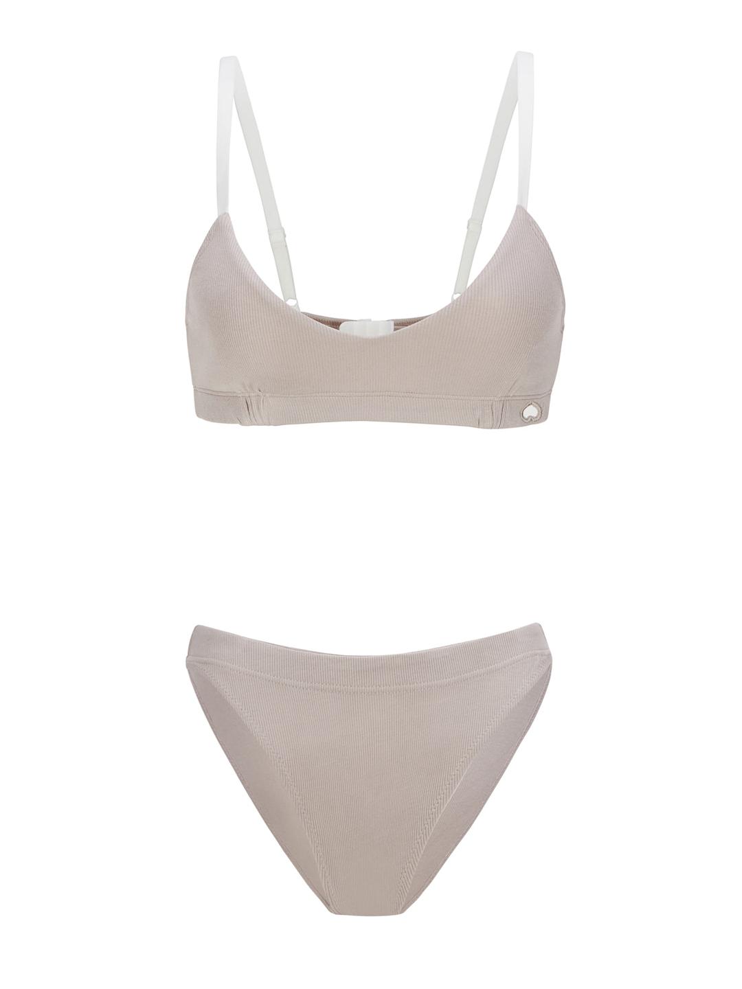 컷아웃 로고 브라렛 & 팬티_모카