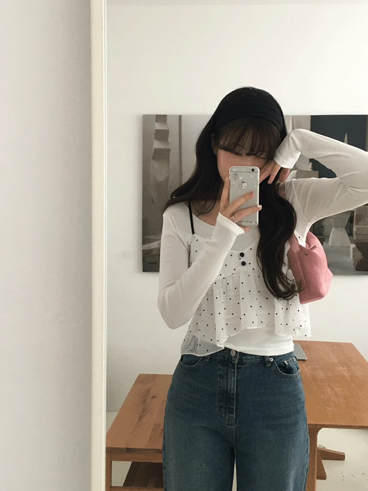 [😗러블리/도트원단🖤] 라비앙 하트 뷔스티에