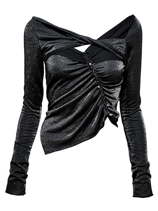 plait warp turn t-shirt - silver black