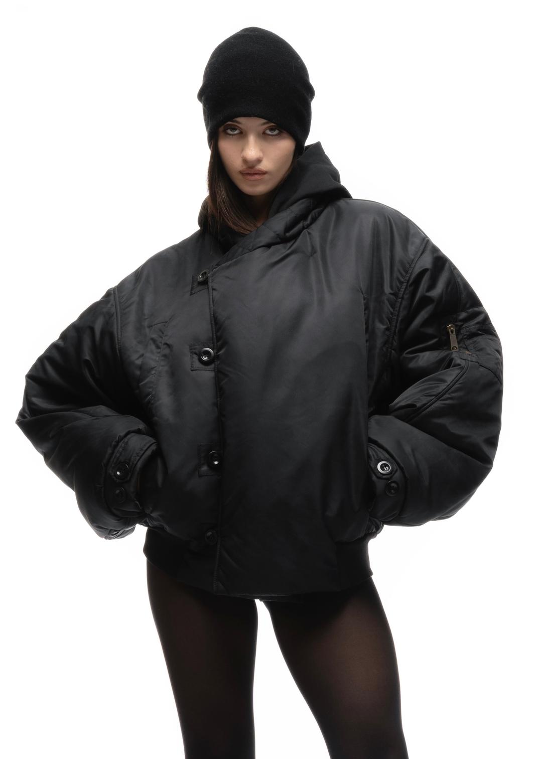 FENCING WAFFLE BOMBER JACKET BLACK FEMALE - LARGE