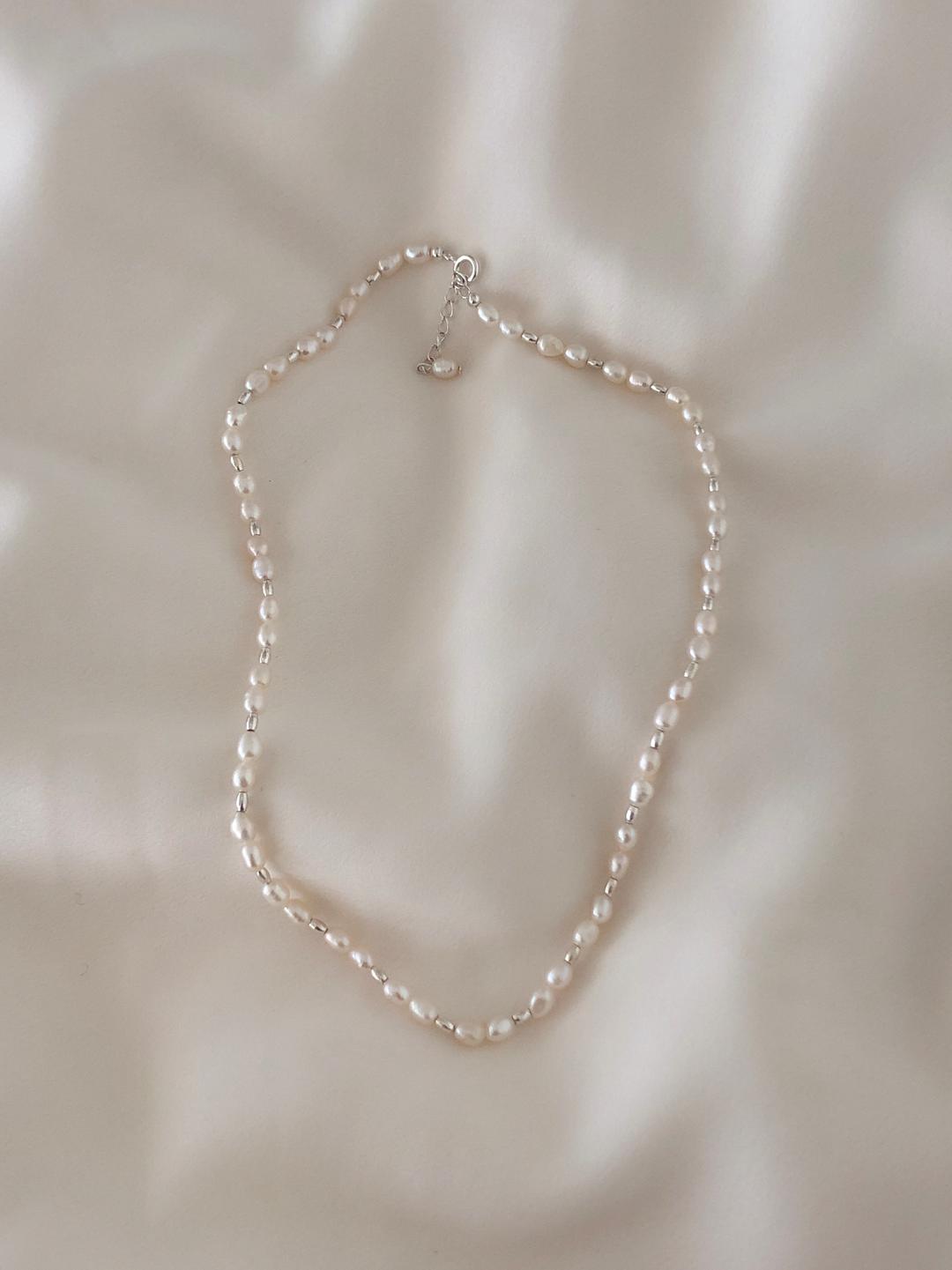 [925 silver] 콜릿 담수 진주 목걸이