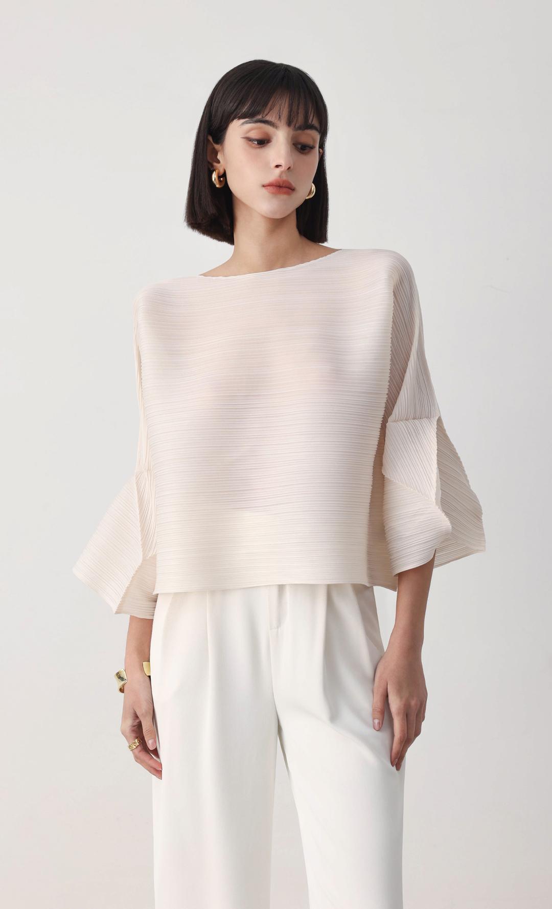 ruffel pleats blouse_ivory