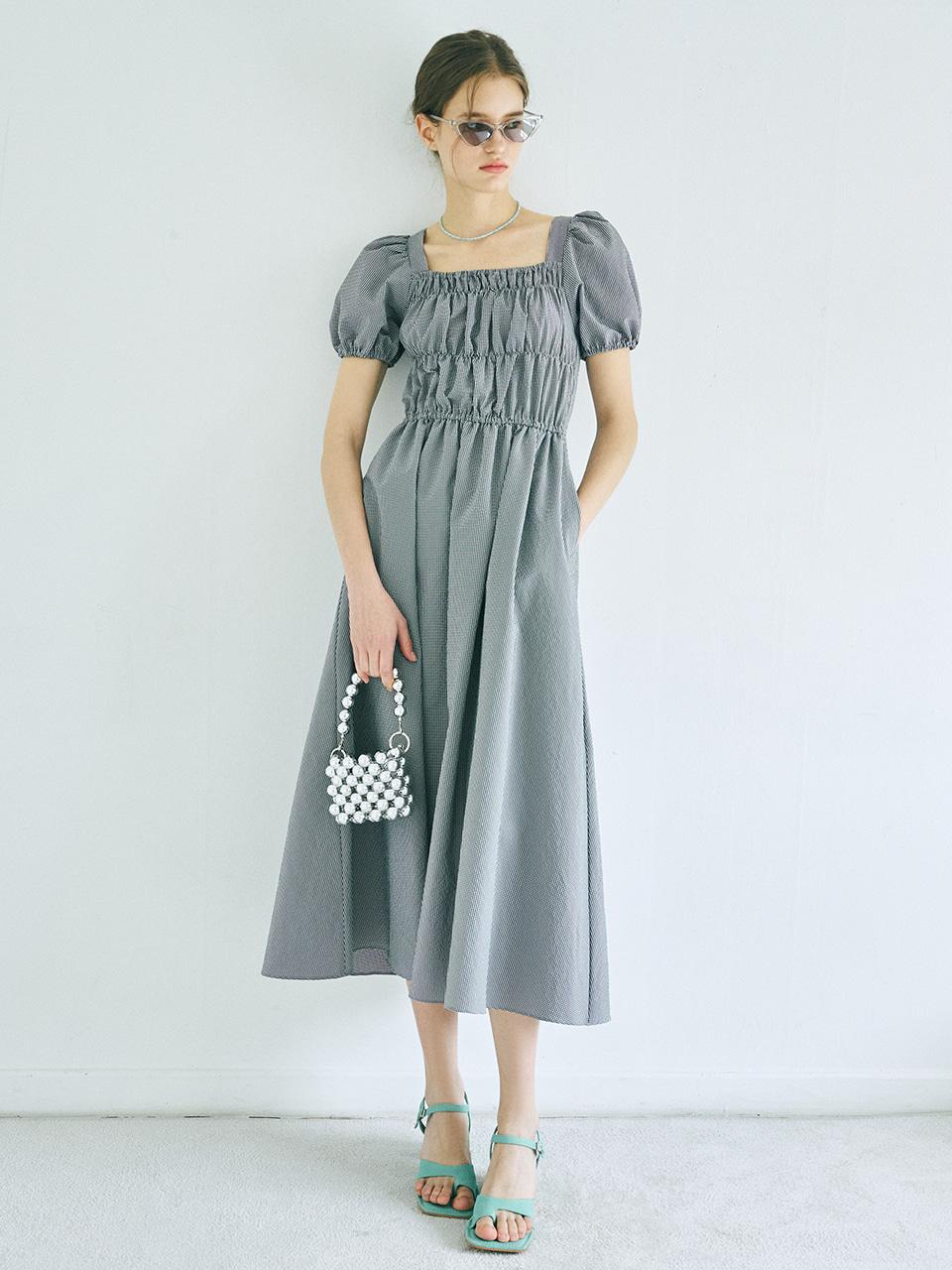 Banding Puff Dress, Black