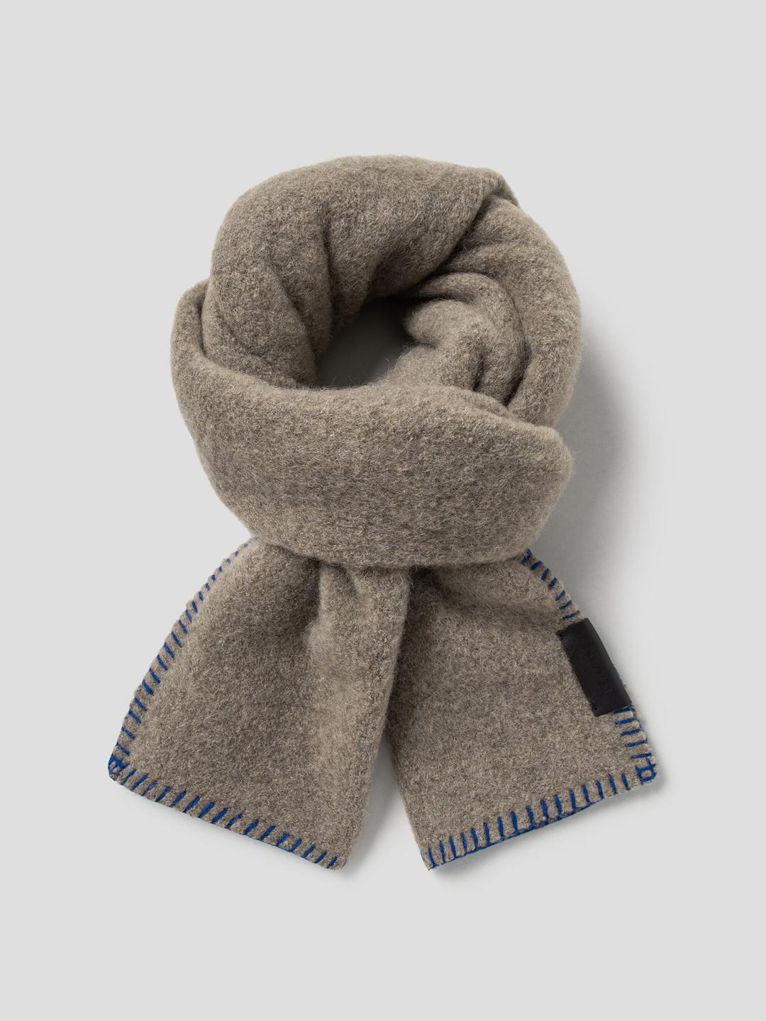 (UNISEX) Cocotte Fluffy Scarf - Light Taupe/Electric Blue