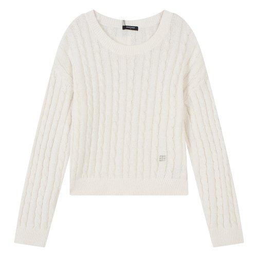여성 크롭 케이블 니트(B241KT520P) 화이트