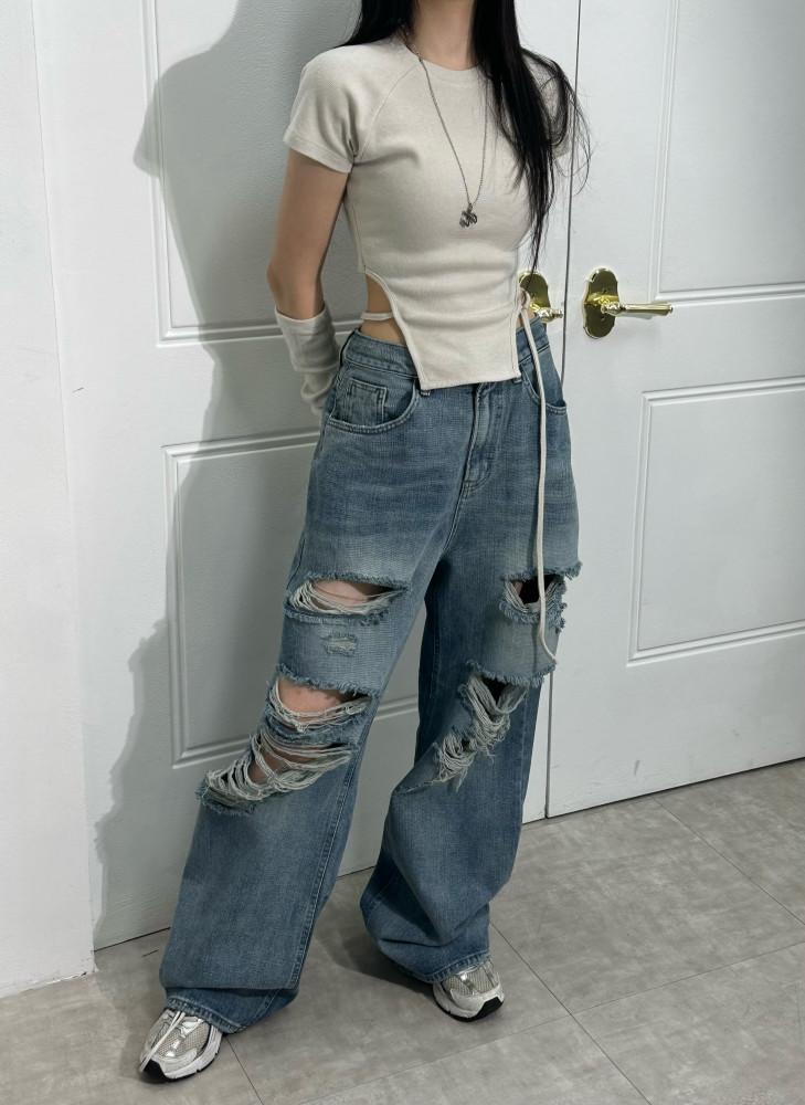 DAMAGE DENIM PANTS