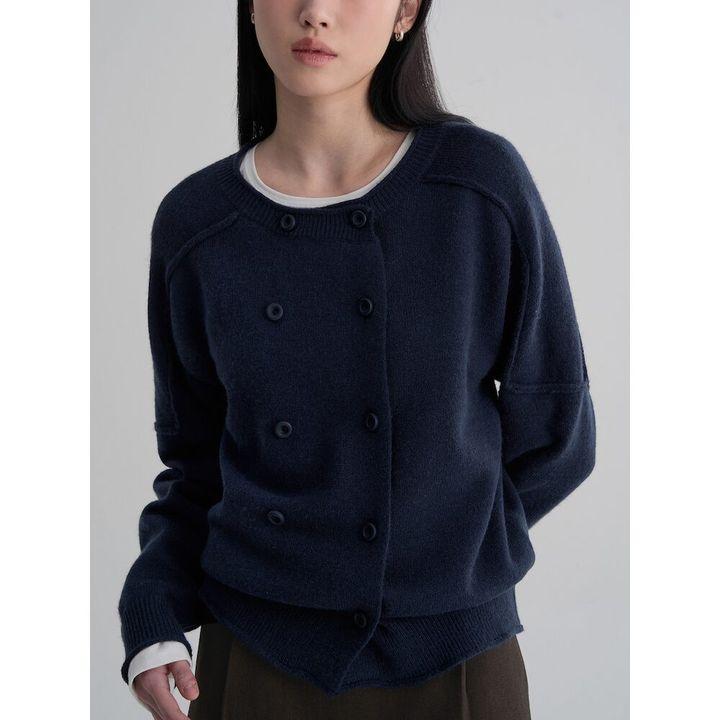 에잇세컨즈 더블 버튼 카디건 (솔리드)  네이비 (35625ASM1R)