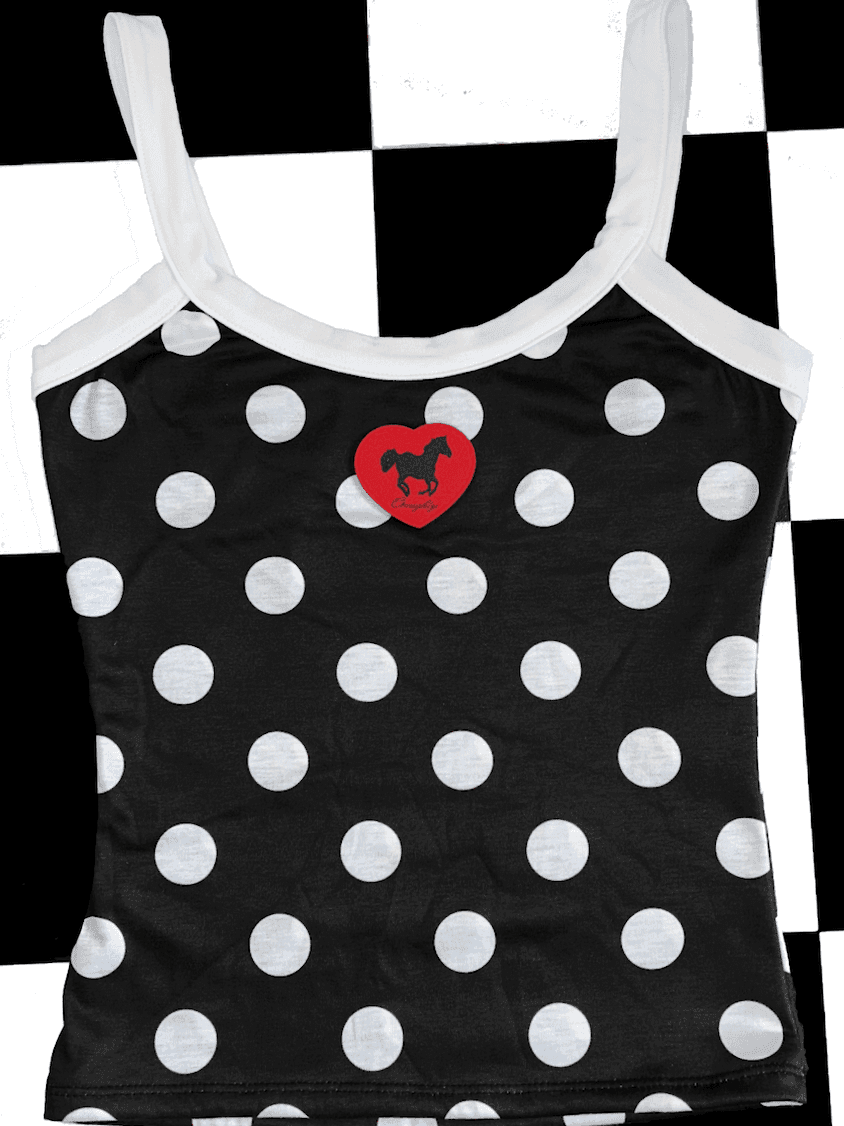 HORSE CAMI IN BLACK POLKA