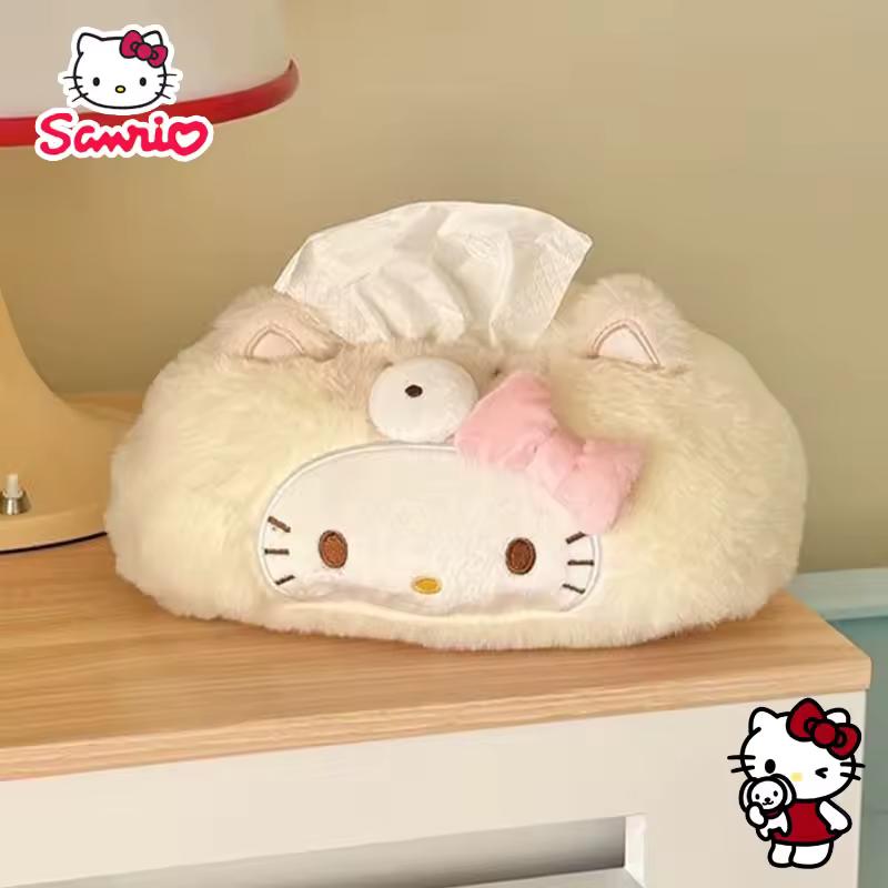 Sanrio HelloKitty 티슈 박스 귀여운 거실 커피 테이블 타월 재사용 가능한 물티슈 박스 홀더 욕실 주방 종이 홀더
