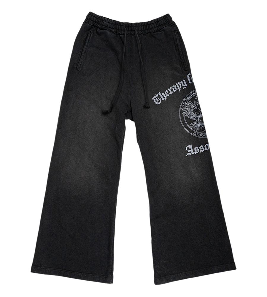 Vintage Wide Leg Sweatpants - Washed Black