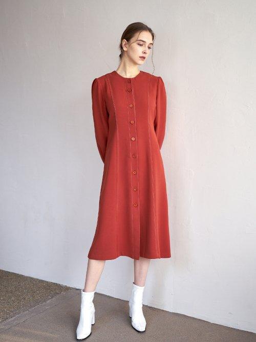 스티치 롱 원피스 레드 [T14]