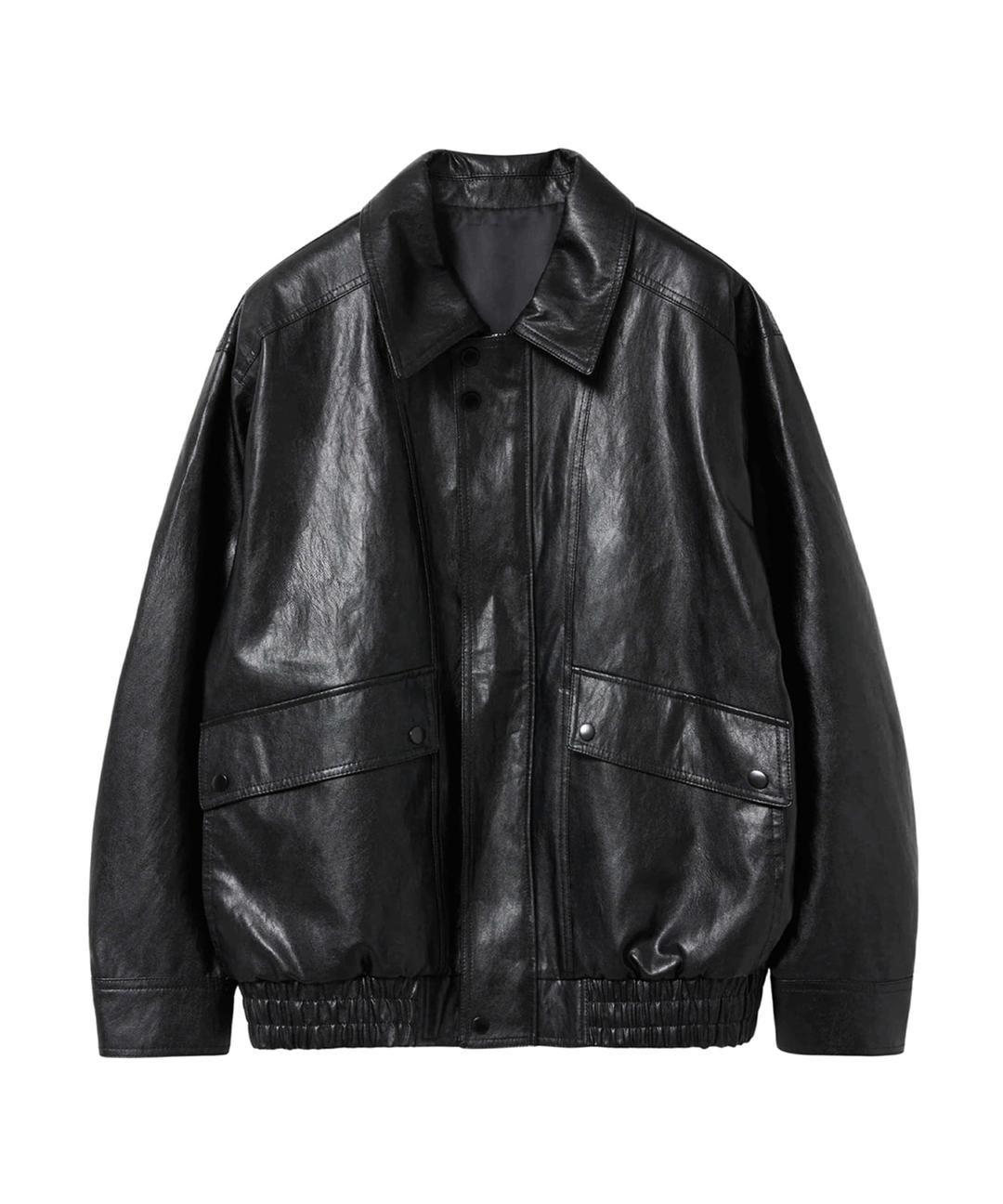 Oversized Faux Leather Blouson (Black)