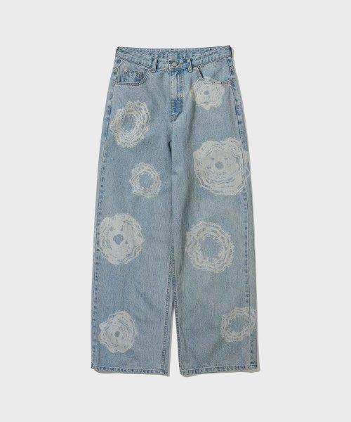 잉크 플라워 스팟 그래픽 데님_라이트블루