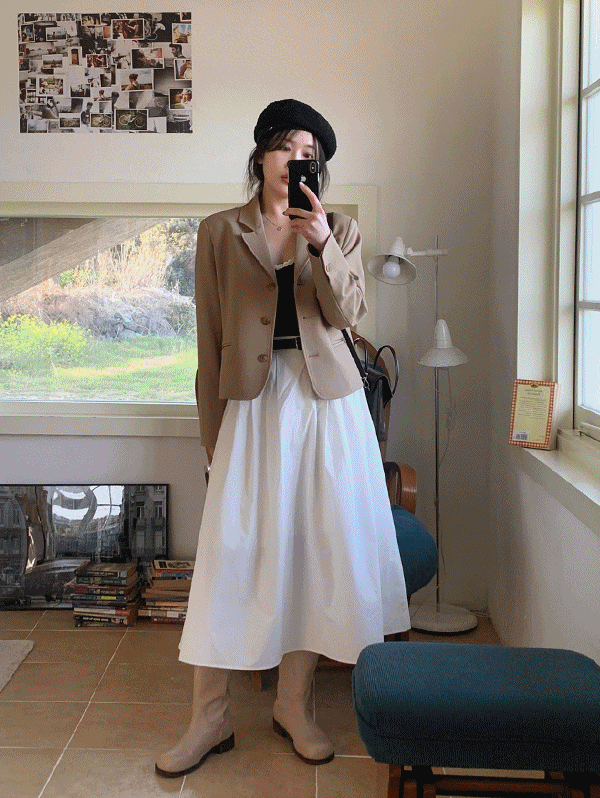 무드인슬로우 [무료배송/MADE/하객룩] 파이 세미크롭 자켓