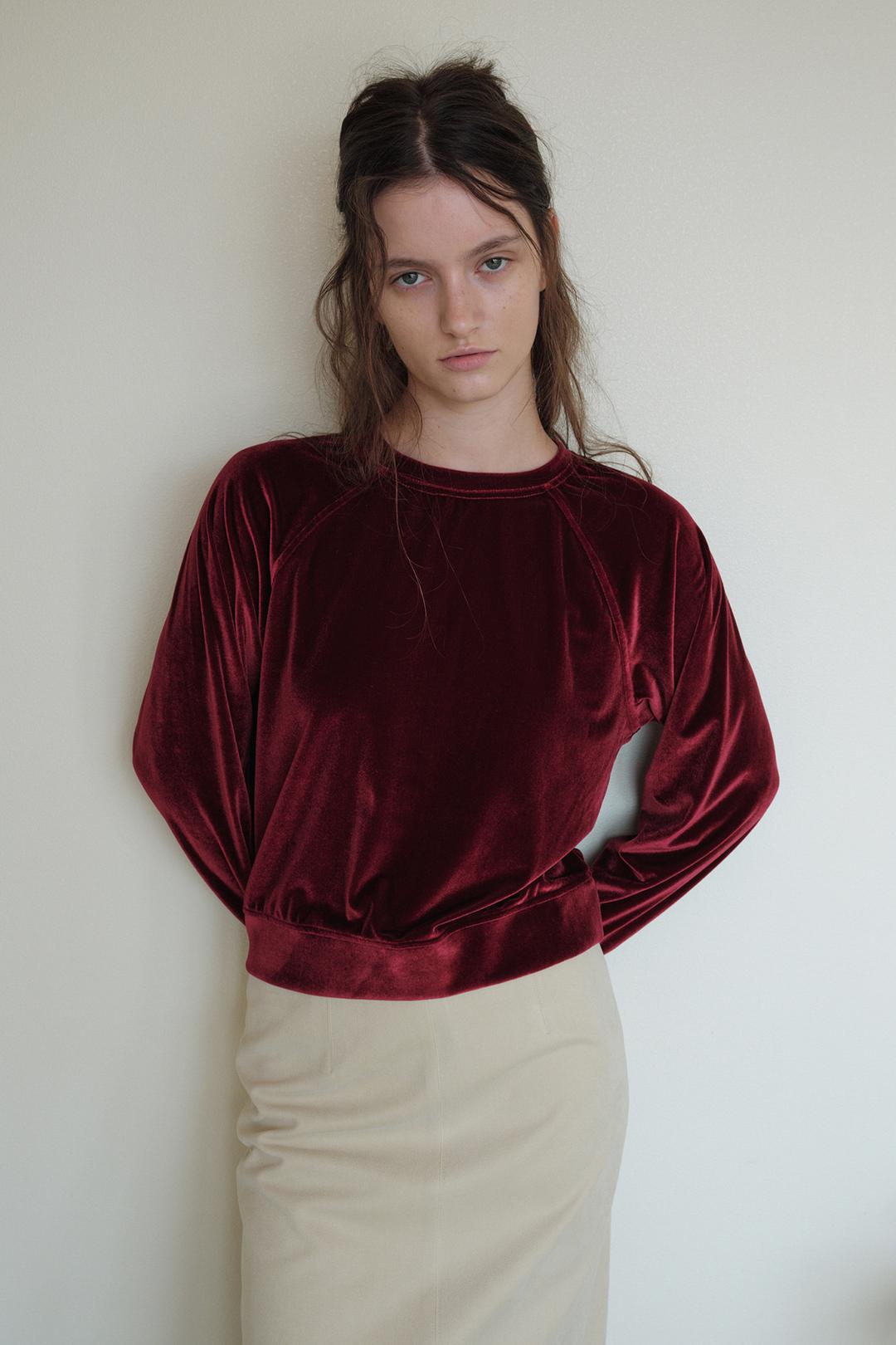 VELVET RAGLAN T-SHIRT_RUBY RED