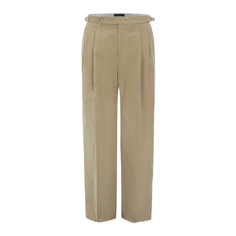 투턱 사이드 어드저스트 코튼 팬츠 베이지