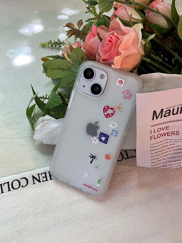 여름방학 조각 조각• 반투명 젤리 케이스 • 아이폰 13mini