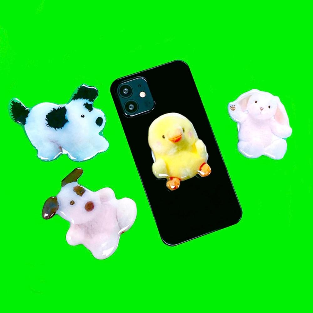 에폭시 강아지 토끼 실사그립 톡 스마트톡 휴대폰거치대