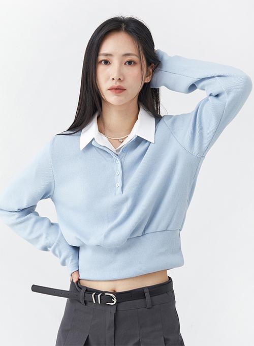 [무료배송] 웨스트 핏 리브드 버튼 맨투맨 U2607 (4 color)