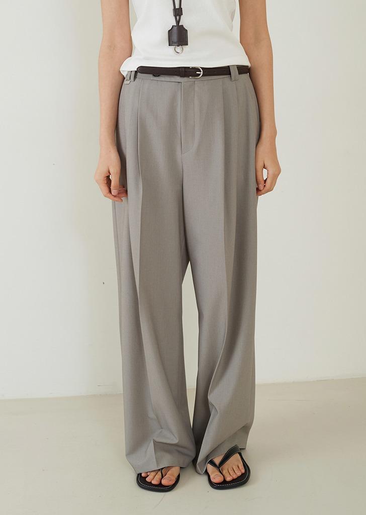 Classic Double-Pleated Slacks Gray
