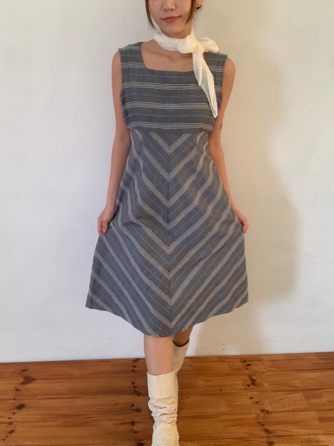 Stripe Denim Midi Dress