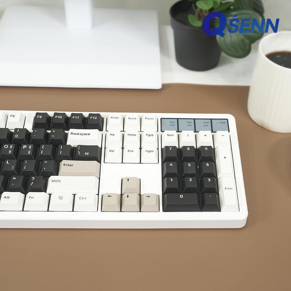 QSENN Q104 PBT 풀윤활 가스켓 유무선 기계식 키보드 크림치즈 하이무 저소음 바다소금