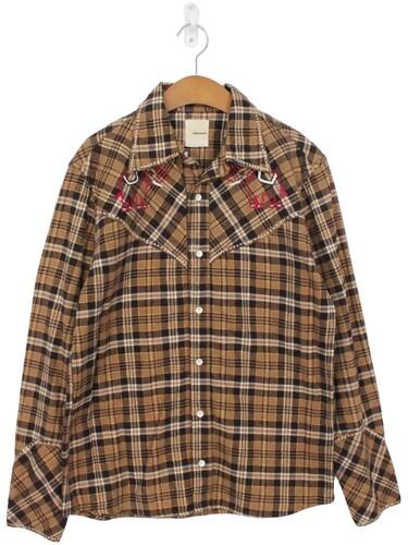 GUIDINGLIGHT 체크 자수 웨스턴 셔츠