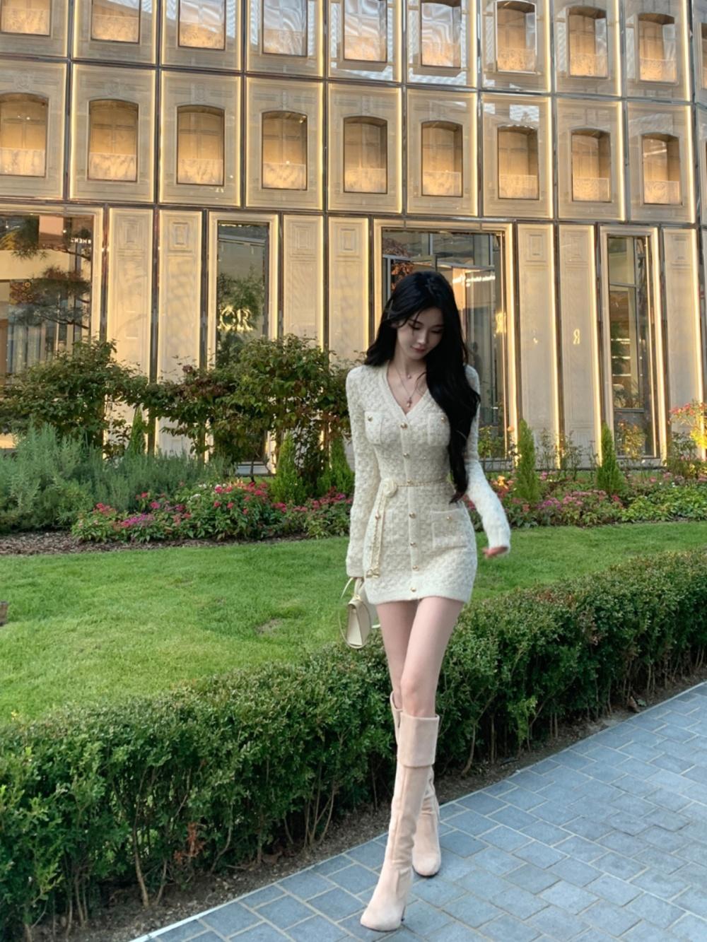 동백꽃 니트 원피스