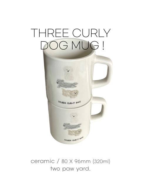Three curly dog mugcup