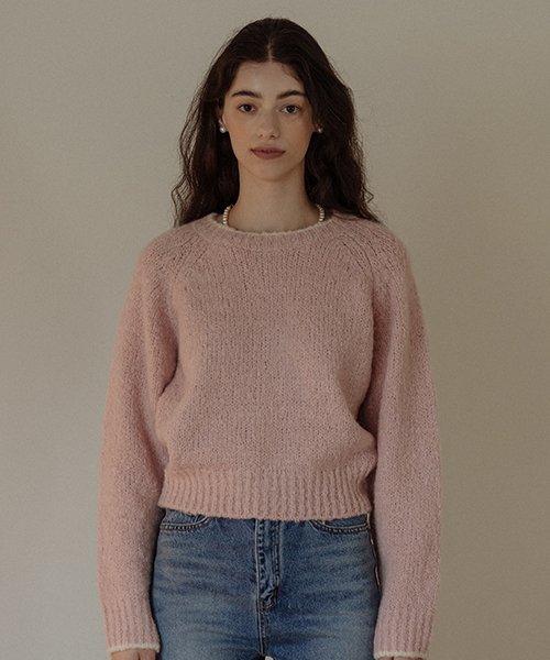Alpaca coloring knit top_Pink