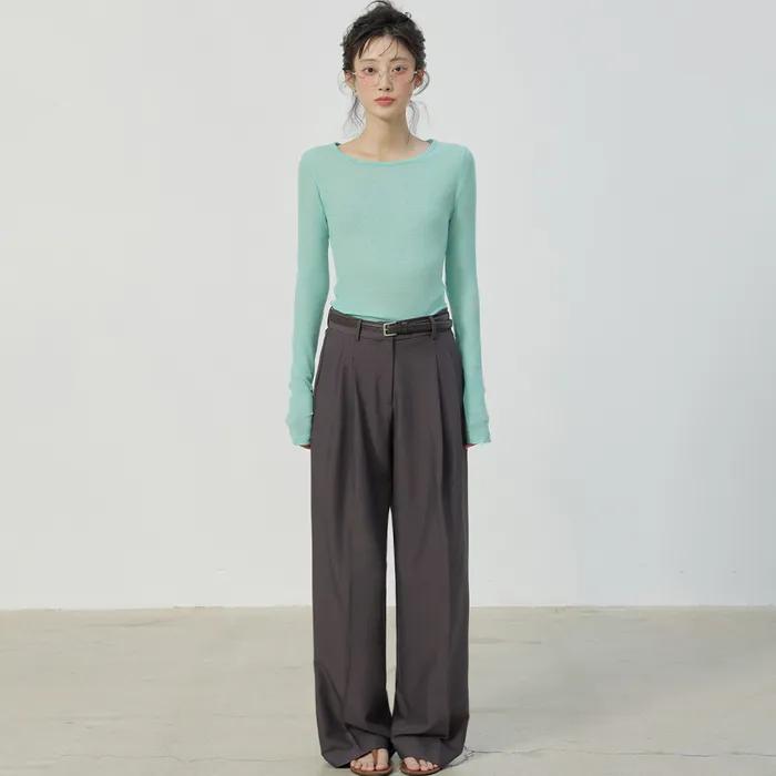 RELAX TWO-TUCK WIDE SLACKS CHARCOAL
