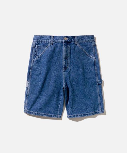 DENIM CARPENTER SHORTS-BLUE