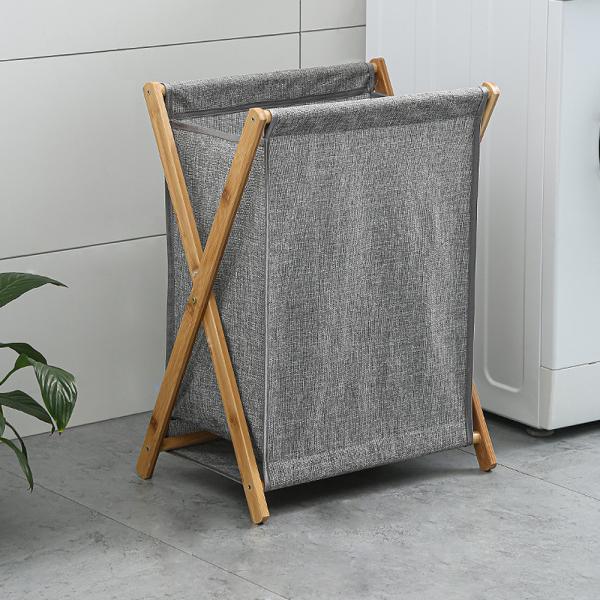 리코프 원목 린넨 접이식 빨래 세탁 바구니 중형