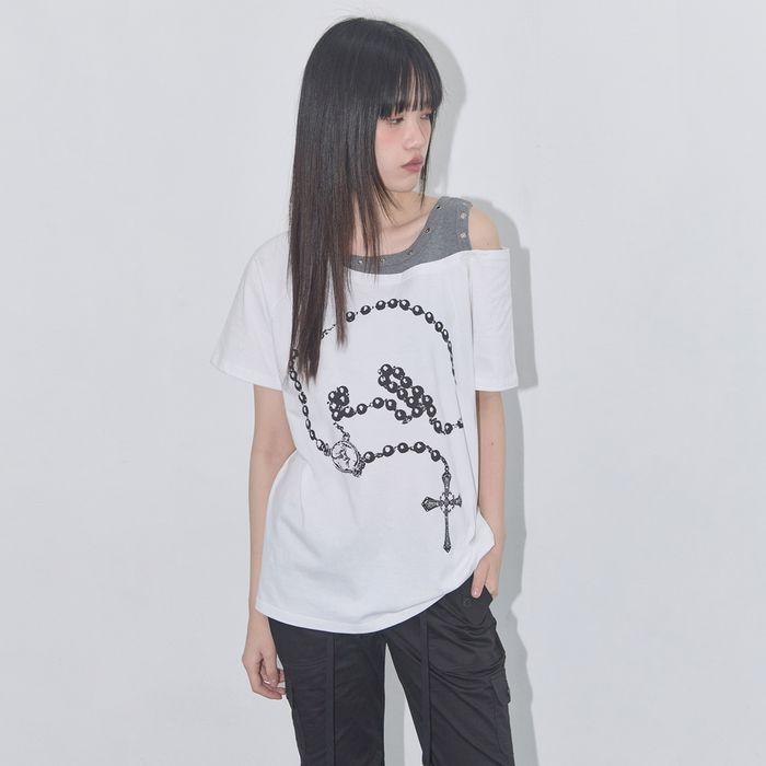 ROSARY NOIRER TEE (WHITE) F25QB111