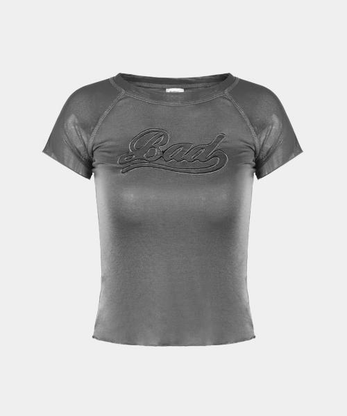 세컨드 스킨 콘트라스트 티셔츠 - 챠콜