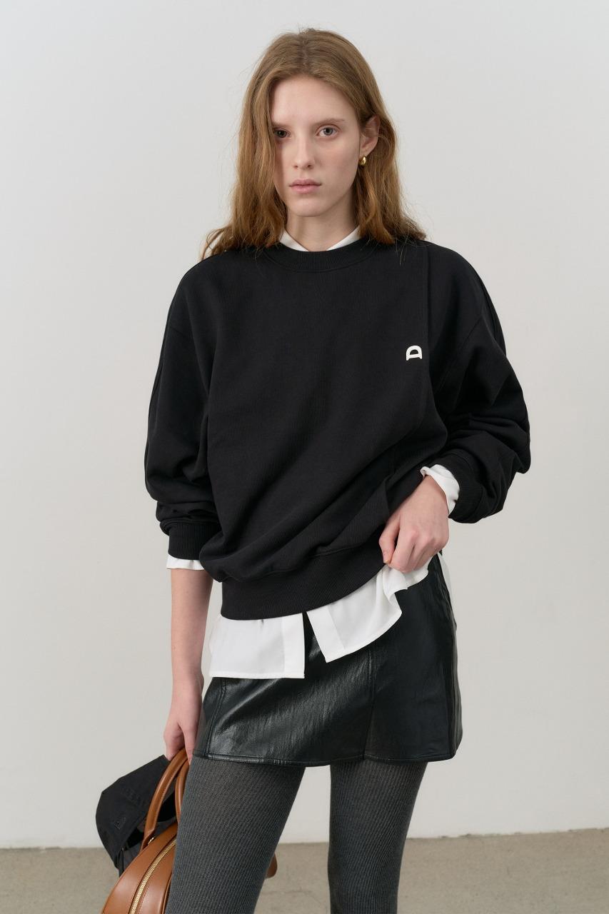 VEGAN LEATHER SPLIT MINI SKIRT LEATHER BLACK
