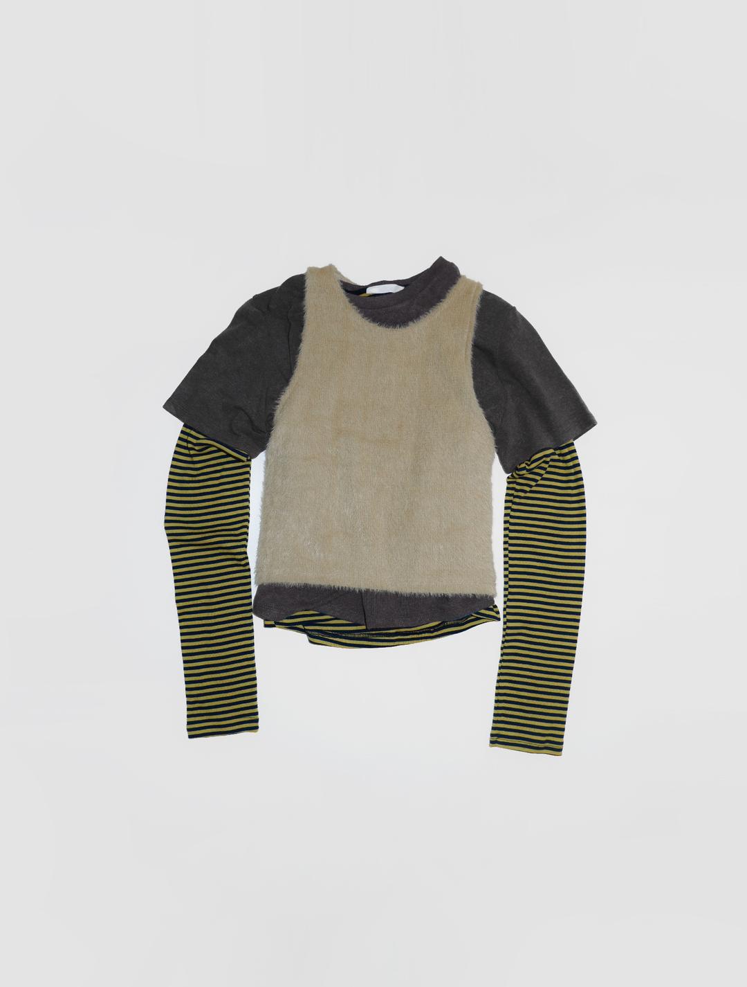 Shaggy Sleeveless Top, Beige Green (4c)