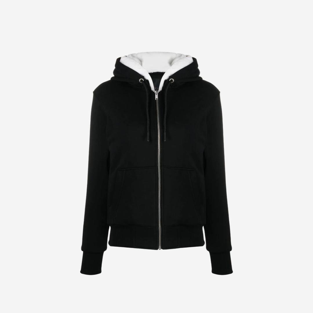 (W) Moose Knuckles Classic Bunny 3 White Lining Zip Hoodie Black - 22FW