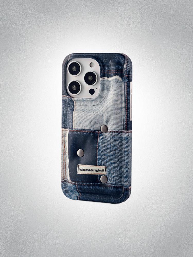 수심 Wakcas 아이폰 데님 케이스 레트로 Y2K 힙한 감성 패딩 jeans 청바지