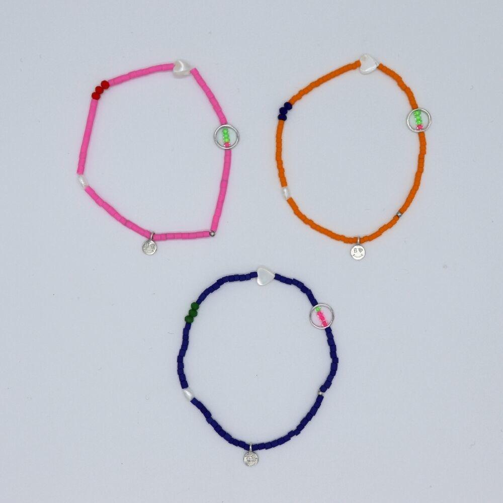 Multi charms simple beads Bracelet 스마일 참 레이어드 비즈 팔찌 3color