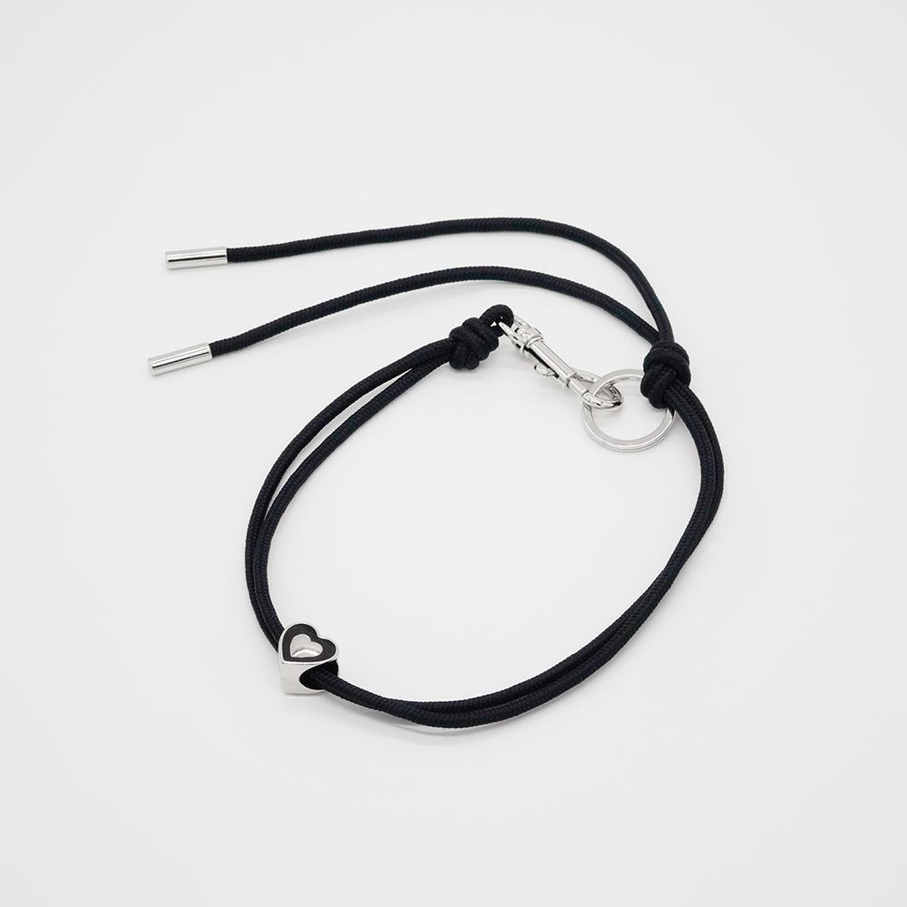 Black Rope Heart Charm Keyring